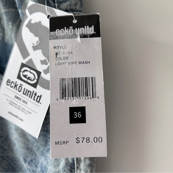 Ecko Unlimited Denim Jeans Men's Size 36 Vintage Wash Retro Y2k streetwear - Picture 3 of 10